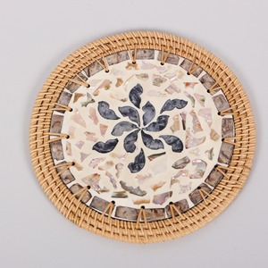 Decorative rattan placemat with sage green mother of pearl inlay newest design handwoven placemats - Product Image 6