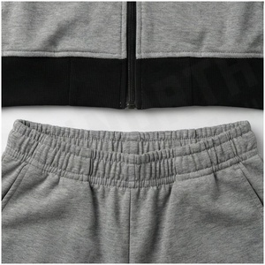 Women Gray Hooded <b>Zipper</b> <b>Sweatshirt</b> With Geometric Patch Pocket Casual Full Sleeve Autumn Wear - Product Image 5
