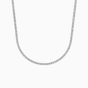 Collier tennis à quatre griffes en diamant de laboratoire, or jaune 14 carats plaqué rhodium, certifié IGI, style classique de luxe élégant - Product Image 2