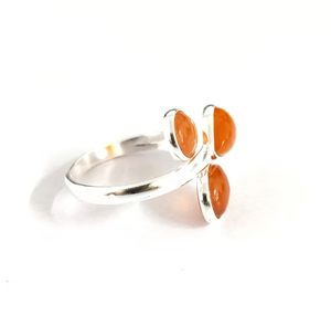 Classic Three Carnelian Gemstone <b>925</b> <b>Silver</b> <b>Ring</b> - Smooth Fit Band Jewelry For Daily & Any Occasion Wear - Product Image 3