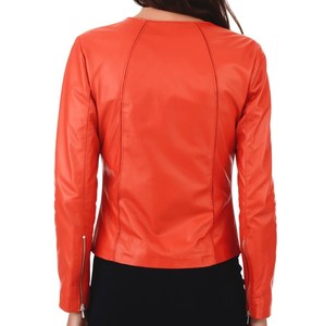 Blouson de moto en similicuir blanc pour femme, broderie logo, fermeture éclair, tissé, coupe-vent, imperméable, doublure en fausse fourrure, luxe - Product Image 3