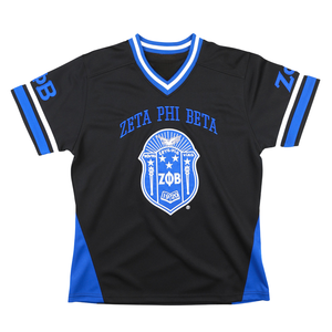Maillot de football Zeta Phi Beta noir, maillot de sororité ZPB pour femmes, chemise athlétique à col en V, vêtements grecs, style HBCU - Product Image 1