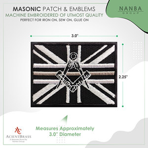 Masonic without G Thin Gray Line Embroidered Sew / Iron on Patch Badge - Product Image 3