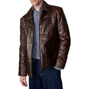 Veste matelassée en cuir premium pour homme, coupe ample, légère, coupe-vent, décontractée, pour l'automne, avec col rabattable - Product Image 1