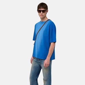 350 GSM Heavyweight 100% Cotton Men's T-shirts Custom <b>Logo</b> High Quality Rib Thick Collar Neck Mock Oversized Design - Product Image 2