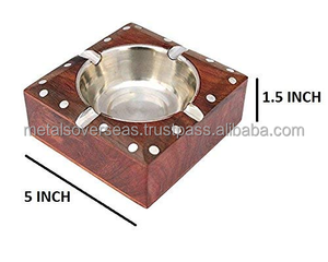 Cenicero de Cigarrillos y Cigarros de Madera Natural con Diseño Moderno, Cuenco Metálico Profundo, Universal, Marca Internacional, Precio al por Mayor, Calidad Lujosa - Product Image 2