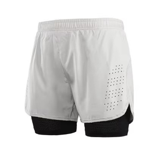 Men's 2-in-1 Running Shorts Quick Dry Breathable Mesh Lining Elastic Waist Drawstring Sports Shorts for Gym Jogging - Product Image 3