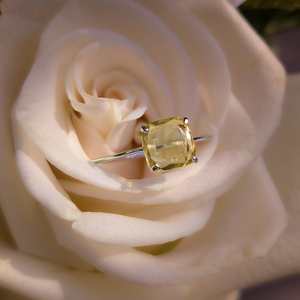 Anillo Cuadrado de Topacio Limón Natural, Gema Amarilla Clara, Plata de Ley 925, Anillo Elegante, Regalo de Joyería - Product Image 4