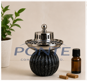 Luxury Black Ribbed Metal Incense <b>Burner</b> Metal Lid Eco-Friendly Modern Nordic Style Bakhoor Holder for Home Hotel Aromatherapy - Product Image 6