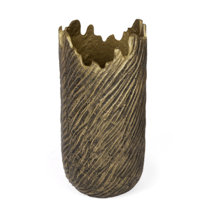 Custom Cast Aluminum Metal Flower Vase Rustic Bronze Corrugated Texture Decorative Vase Durable High-End Tabletop <b>Ornament</b> Vases - Product Image 3