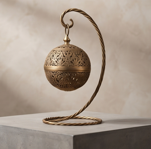 Handmade Metal <b>Incense</b> <b>Cone</b> Holder Hanging Spherical Ball Burner Twisted Gooseneck Stand - Product Image 1