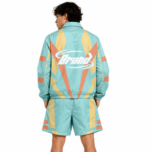 Vintage Style Custom Embroidery Patch logo Shorts Tracksuit Windbreaker Lightweight Nylon Patchwork Summer Track Suit Hoodies - Product Image 2