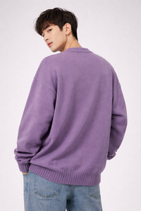 Pull en tricot épais unisexe grande taille surdimensionné, broderie, impression/logo personnalisés, jacquard, col rond, automne, 100% acrylique, ODM - Product Image 3