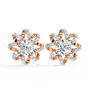 Pendientes de Diamantes Cultivados en Laboratorio, Certificados por IGI, Corte Brillante Redondo, Diseño de Halo Floral para Bodas y Fiestas - Product Image 4