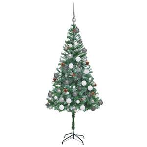 Sapin de Noël artificiel élégant en PVC vert et acier de 70,87 pouces avec décorations lumineuses de Noël - Product Image 4