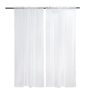 84-Inch <b>Long</b> Sheer White <b>Curtains</b> 2-Panel Set with Dual Rod Pocket Installation 100% Polyethylene Hotel Use Sheer <b>Curtains</b> - Product Image 4