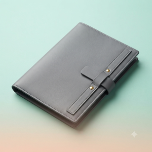 Carnet de notes professionnel Aurelux Premium en PU noir avec fermeture métallique élégante, reliure rigide, modèle RE0518, impression UV, 80 g/m², exécutif - Product Image 4