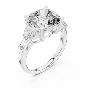 Anillo de Diamantes de Tres Piedras con Corte Contorneado para Mujer, Oro 10k/14k/18k/Plata de Ley, Diamantes Cultivados en Laboratorio, Ovalados, Cónicos, Joyería Fina - Product Image 5