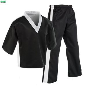 Uniforme de Taekwondo Unisex con Cuello en V, Dobok de Artes Marciales, Conjunto de Camiseta de Manga Corta y Pantalones con Franja Lateral - Product Image 1