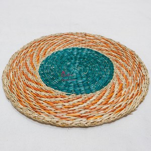 Eco-friendly Handmade Water Hyacinth <b>Placemat</b> Vintage Traditional Floral Pattern Colorful Spiral Weave Design for <b>Dining</b> <b>Table</b> - Product Image 5