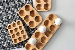 Wooden <b>Egg</b> Holder with Three Slots for White <b>Eggs</b> <b>Eco</b>-Friendly Kitchen Tool Dishwasher & Freezer Safe Manual Use - Product Image 4