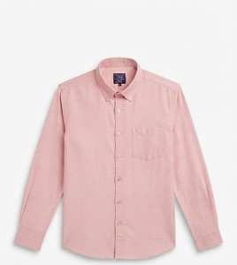 Camisa de Vestir de Algodón Rosa Sólido para Hombre, Manga Larga, Cuello con Botones, Estilo Casual Elegante para Primavera - Product Image 3