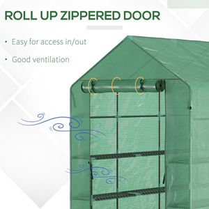 Serra Ecologica 7x5x6ft con Copertura in PE, 3 Ripiani, Porta con Cerniera Avvolgibile, Telaio in Acciaio per Coltivazione di Ortaggi - Product Image 6