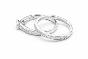 Anillo de Diamantes de Plata 925 y Oro, Anillo de Compromiso con Diamantes Naturales y Cultivados en Laboratorio, Joyería Fina para Mujer - Product Image 2