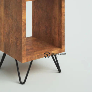 Solid Wood Open Bedside <b>Table</b> <b>with</b> Hairpin Legs Rustic Modern Nightstand <b>with</b> Minimalist Storage Cube Mid-Century Side <b>Table</b> - Product Image 5