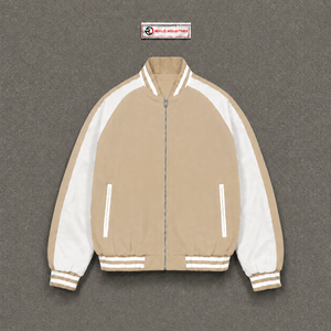 Blouson universitaire en laine beige personnalisé pour homme et femme, style classique baseball, avec logo personnalisé, streetwear, mode hiver, qualité supérieure - Product Image 5