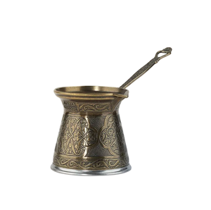 Cafetera Turca de Lujo Plateada, con Asa Metálica Grabada Tradicional, Olla Cez Resistente, Utensilios para Café Griego Briki, Venta al por Mayor - Product Image 4