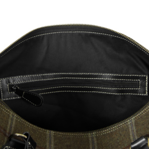 Luxury Wool Tweed & Genuine Leather Weekender Travel Duffel <b>Bag</b> Vintage Plaid <b>Overnight</b> Carry On Sports Gym <b>Bag</b> for Men & Women - Product Image 3
