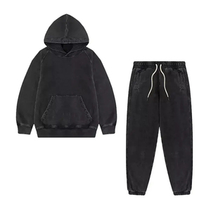 Ensemble de survêtement homme de haute qualité en coton délavé à l'acide, style streetwear hiver, avec logo personnalisé, fabricant OEM - Product Image 1