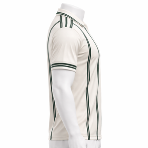 Custom Men’s Retro Pinstripe <b>Soccer</b> Jersey Breathable Polyester Football Shirt Cream Green Striped Athletic Team Wear Quick Dry - Product Image 4