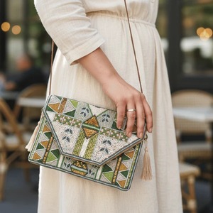 Unique Design Hand Embroidered Jute <b>Sling</b> <b>Bag</b> with Geometric and Floral Motifs Handmade Ethnic Crossbody Available For Sale - Product Image 5