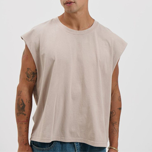 Débardeur sans manches pour homme, col ras du cou, épaules larges, en coton écologique, anti-boulochage, respirant, pour l'entraînement et la gym - Product Image 3