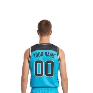 Ensemble de shorts de basket-ball personnalisés pour hommes, col en V, sans manches, uniforme d'équipe, nom personnalisé, numéro, garniture contrastée, 100% Polyester - Product Image 4