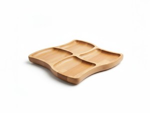 Wooden 4-Section Divided <b>Snack</b> <b>Tray</b> & Serving Platter Portable Eco-Friendly Catering Charcuterie Board - Product Image 2