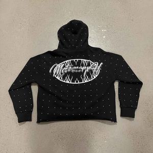 Sudadera con Capucha Personalizada con Pedrería Bordada, Diseño Brillante y Elegante, Material de Felpa Suave, Estilo Holgado para Invierno, Uso Diario Informal - Product Image 4