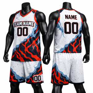 ชุดบาสเก็ตบอลแบบยูนิเซ็กซ์สั่งทำพิเศษสำหรับสโมสร ทีม โรงเรียน ระบายอากาศได้ดี ไซส์ใหญ่พิเศษ ชุดเสื้อเจอร์ซีย์ผ้าทวิลล์พิมพ์ลายแบบซับลิเมชั่น 100% โพลีเอสเตอร์ - Product Image 1