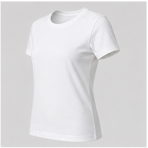 Custom <b>White</b> <b>Womens</b> Crew Neck <b>Short</b> <b>Sleeve</b> T <b>Shirt</b> Regular Fit Plain Casual Top WTS-0001 - Product Image 3