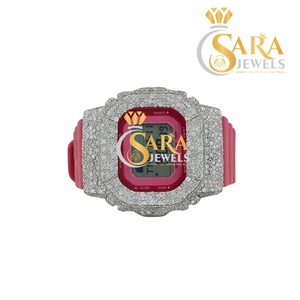 Premium Quality White Iced out Hip Hop Diamond <b>Watch</b> rubber strap <b>watch</b> with Full Crystal Dial and <b>Case</b> for Mens - Product Image 4