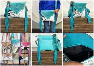 Bolso Bandolera de Cuero Genuino con Flecos, Diseño Exclusivo 2026, Hecho a Mano, para Mujer, Venta al por Mayor, Expo de Marzo - Product Image 3