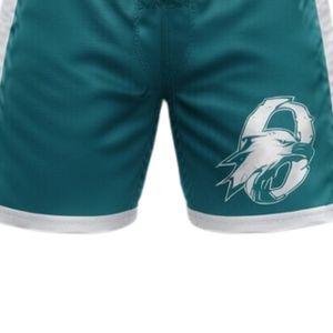 Pantalones Cortos Deportivos para Hombre, Color Verde Azulado, Sublimados con Estampado de Hockey sobre Hielo, de Poliéster, con Cordón Ajustable y Franja Lateral, para Entrenamiento - Product Image 6