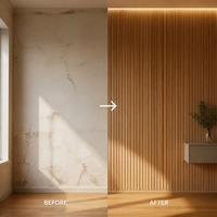 4 options de couleurs Panneau mural en WPC imitation bois Revêtement intérieur |   Panneau mural imperméable, résistant à l'humidité, ignifuge et durable