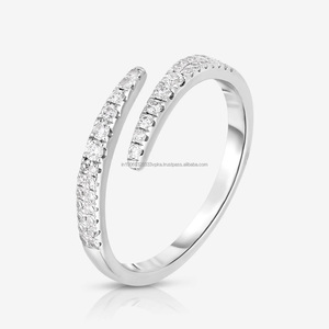 <b>Open</b> Engagement Wedding Band in 925 Sterling Silver Moissanite Round Brilliant Cut with Prong Setting Minimalist <b>Open</b> <b>Ring</b> - Product Image 4