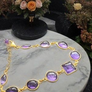 Bracelets élégants en argent sterling 925 avec améthyste, plaqués or micron, bijoux fins pour anniversaire et occasions spéciales - Product Image 5