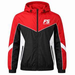 Veste coupe-vent légère imperméable pour homme avec logo personnalisé, à capuche, pour le sport en plein air, la course à pied, décontractée, style colorblock - Product Image 4