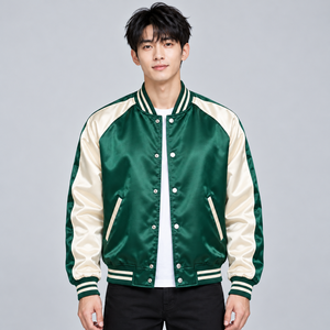 Chaqueta Universitaria Personalizada de Satén con Bordado Personalizado, Parches de Chenilla, Colores en Contraste y Acabado Premium - Product Image 1