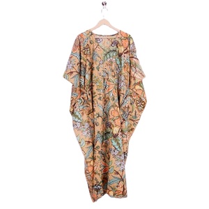 Vestido caftán de algodón para mujer, Túnica india con estampado Floral, talla grande, fiesta de verano o ropa de noche, estilo Mini de ajuste relajado - Product Image 1